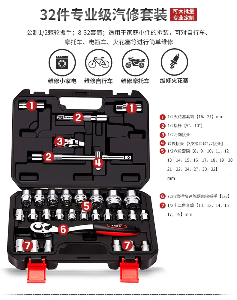 卡夫威爾汽修手工具,修車(chē)工具套裝